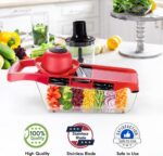 Red High-qualityThe mandolin slicer is made of ABS material, BPA free, keeping the original flavor of fruits and veg