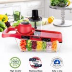 Red High-qualityThe mandolin slicer is made of ABS material, BPA free, keeping the original flavor of fruits and veg