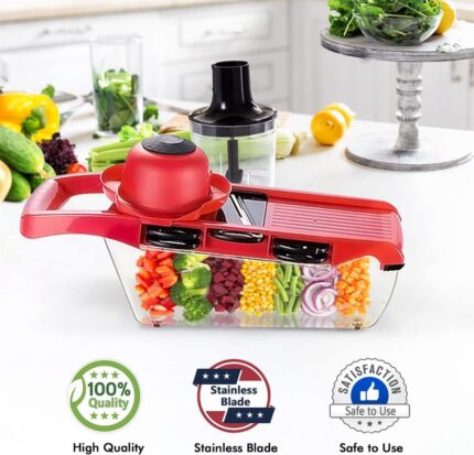 Red High-qualityThe mandolin slicer is made of ABS material, BPA free, keeping the original flavor of fruits and veg