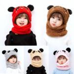 2 Pcs Kids Bear Winter Cap Baby Stuff Winter hat Plus Fleece Kids Caps - Image 3