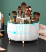 360° Rotating Makeup Brush Holder – Dust-Proof Cosmetic Organizer with Transparent Lid - Image 5