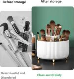 360° Rotating Makeup Brush Holder – Dust-Proof Cosmetic Organizer with Transparent Lid - Image 4