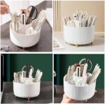 360° Rotating Makeup Brush Holder – Dust-Proof Cosmetic Organizer with Transparent Lid - Image 7