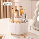 360° Rotating Makeup Brush Holder – Dust-Proof Cosmetic Organizer with Transparent Lid - Image 3